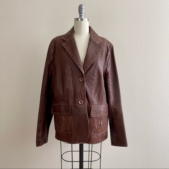 Luisa Cerano Lamb Nappa Leather Brown Jacket - Picture 1 of 6